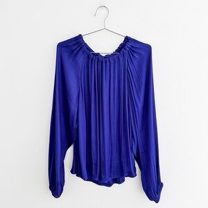 Gap Long Sleeve Silky Pleated Poets Blouse NWT
